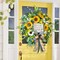 24-Inch Handmade Spring & Summer Wreath – Sunflowers, Daisies, Greenery, Welcome Sign & Bow for Front Door, Porch, Home Decor & Gifts